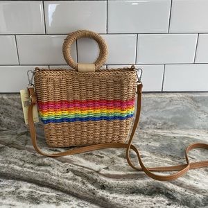 Rainbow Straw Crossbody Handbag